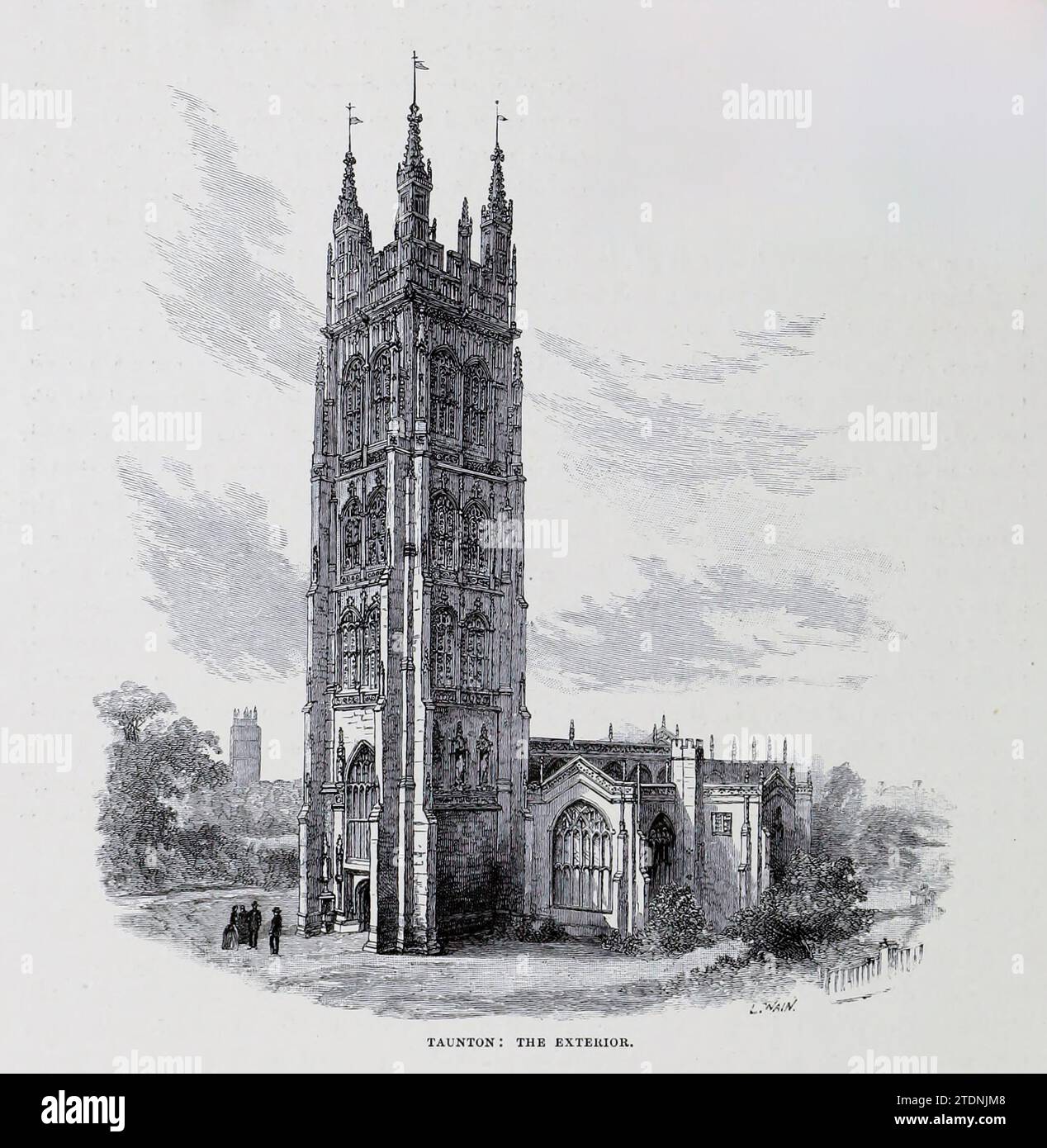 Tauton, The Exterior from the book ' Cathedrals, Abbeys and churches of England and Wales : Descriptive, Historical, Pictorial' volume 2 by Bonney, T. G. (Thomas George), 1833-1923; Publisher London : Cassell 1890 Foto Stock