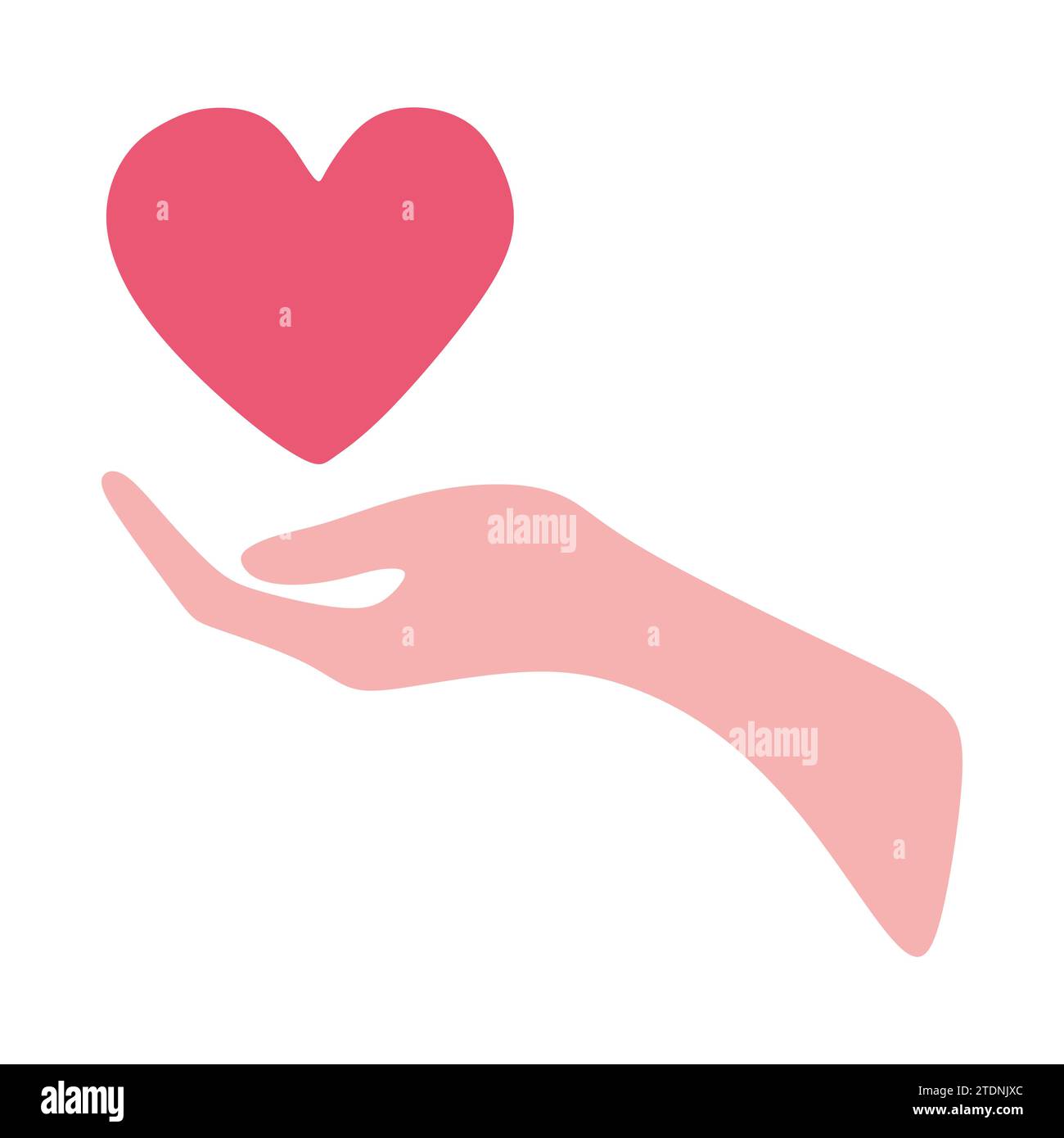 Design vettoriale "cuore in mano". Illustrazione di stile Vector Flat (piatto vettoriale): Mano che tiene il cuore isolato su sfondo bianco. Medicina o Arte romantica, simbolo di ki Illustrazione Vettoriale