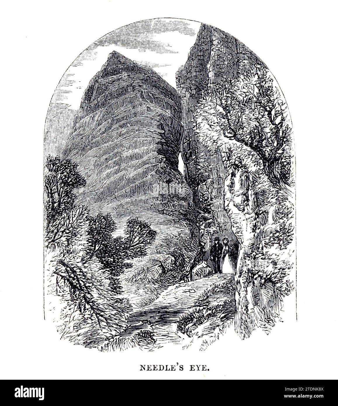 The Needle's Eye on the Wrekin Hill nello Shropshire Inghilterra dal libro The Severn Valley: A series of sketches, Descriptive and Pictorial, of the Course of the Severn: With notices of its topographic, Industrial, and geological features; con sguardi alle sue associazioni storiche e leggendarie di Randall, John, 1810-1910 data di pubblicazione 1862 Publisher J. S. Virtue Foto Stock