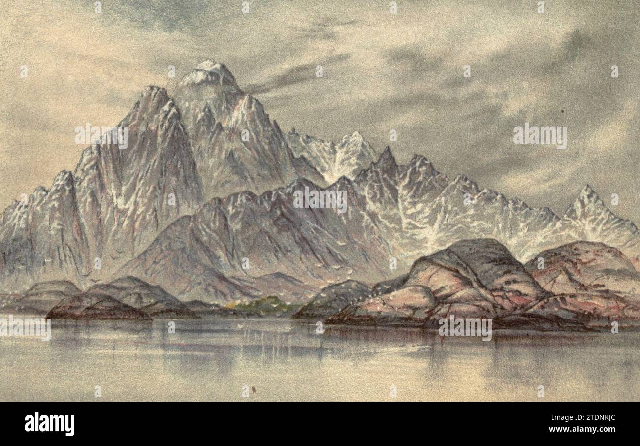 VAAGEKALLEN, ISOLE LOFOTEN Mare norvegese IL LAVORO DEL METEO E DEL GHIACCIAIO tratto dal libro ' la storia del nostro pianeta ' di Thomas George Bonney, 1833-1923 pubblicato nel 1902 da Cassell and Company Foto Stock