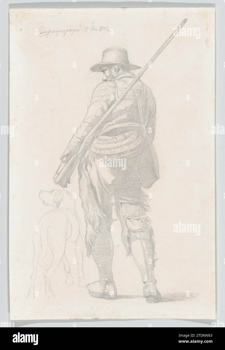 Roman Hunter with His Dog, visto da The Back 2016 da Johan Thomas Lundbye Foto Stock