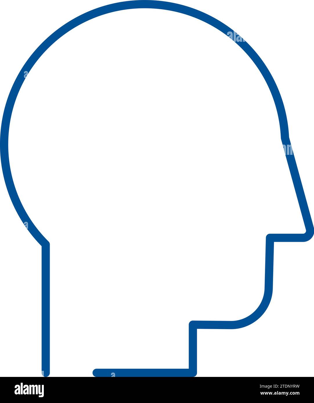 Vista laterale della testa umana, simbolo dell'organizzazione dei processi aziendali. Profilo dell'uomo calvo adulto. Semplice icona a colori lineare isolata su sfondo bianco Illustrazione Vettoriale