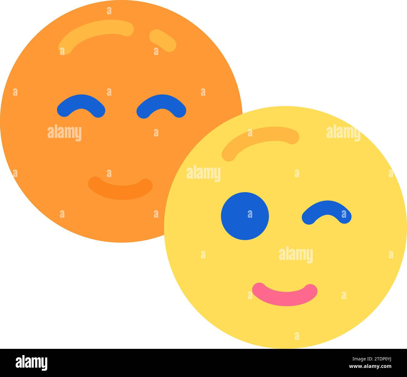 Emoji con un sorriso e un occhio strizzacervelli. Segnale di approvazione messaggio di saluto interlocutore online. Reazione al messaggio nella chat di posta elettronica. Vettore piatto semplice isolato su wh Illustrazione Vettoriale