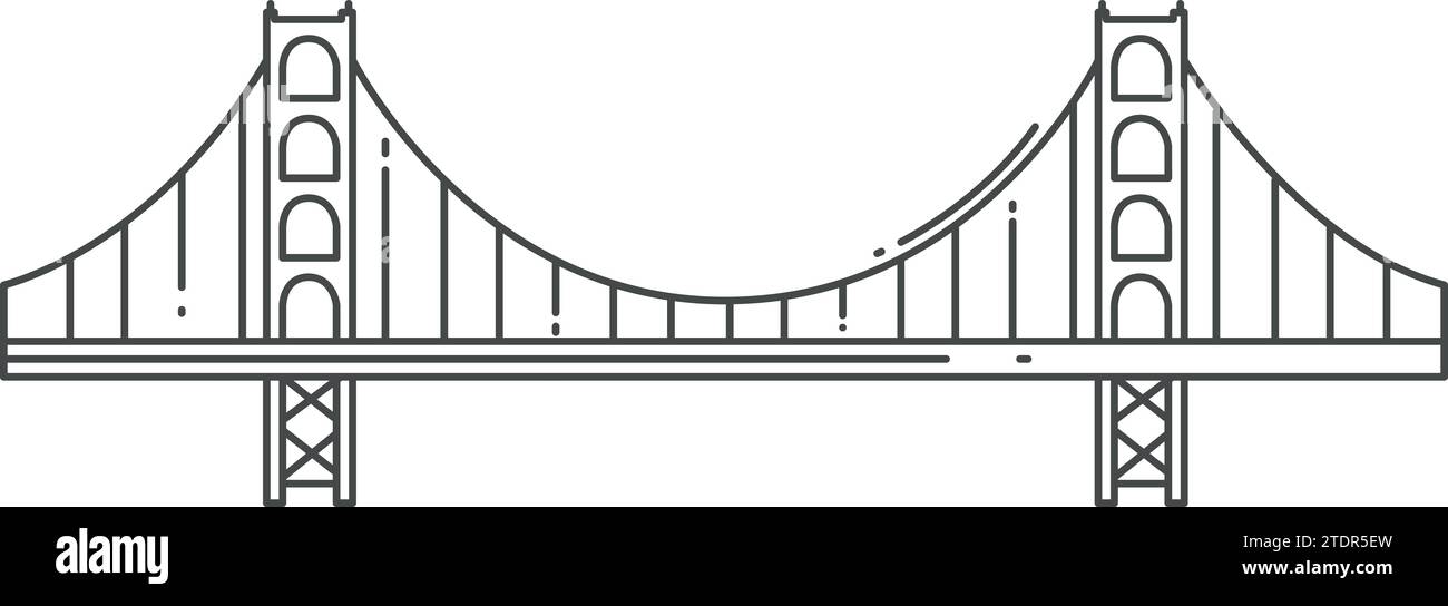 Semplice disegno nero del VINCENT THOMAS BRIDGE, LOS ANGELES Illustrazione Vettoriale