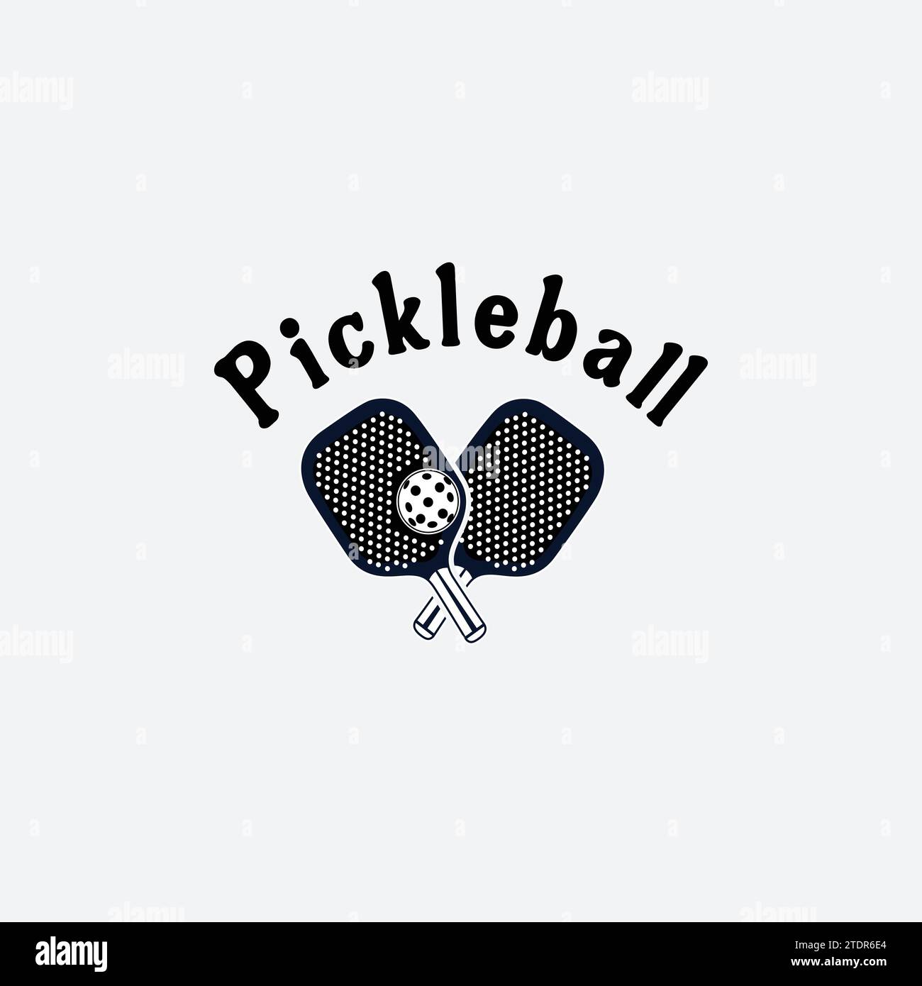 Icone di Pickleball e un'illustrazione della silhouette vettoriale di una mazza di Pickleball Illustrazione Vettoriale