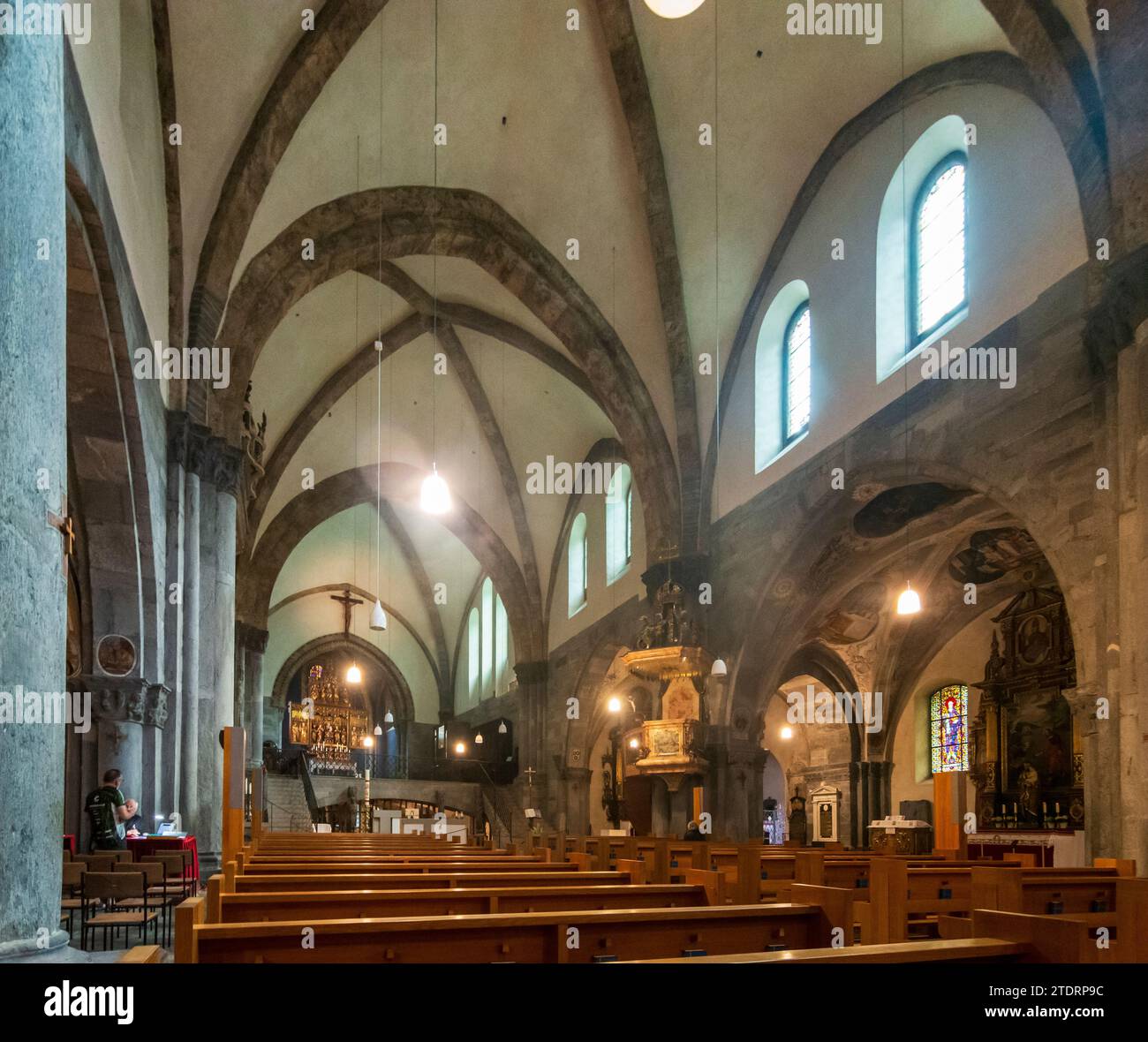Coira: Cattedrale di Coira, navata a Plessur, Graubünden, Grigioni, Svizzera Foto Stock