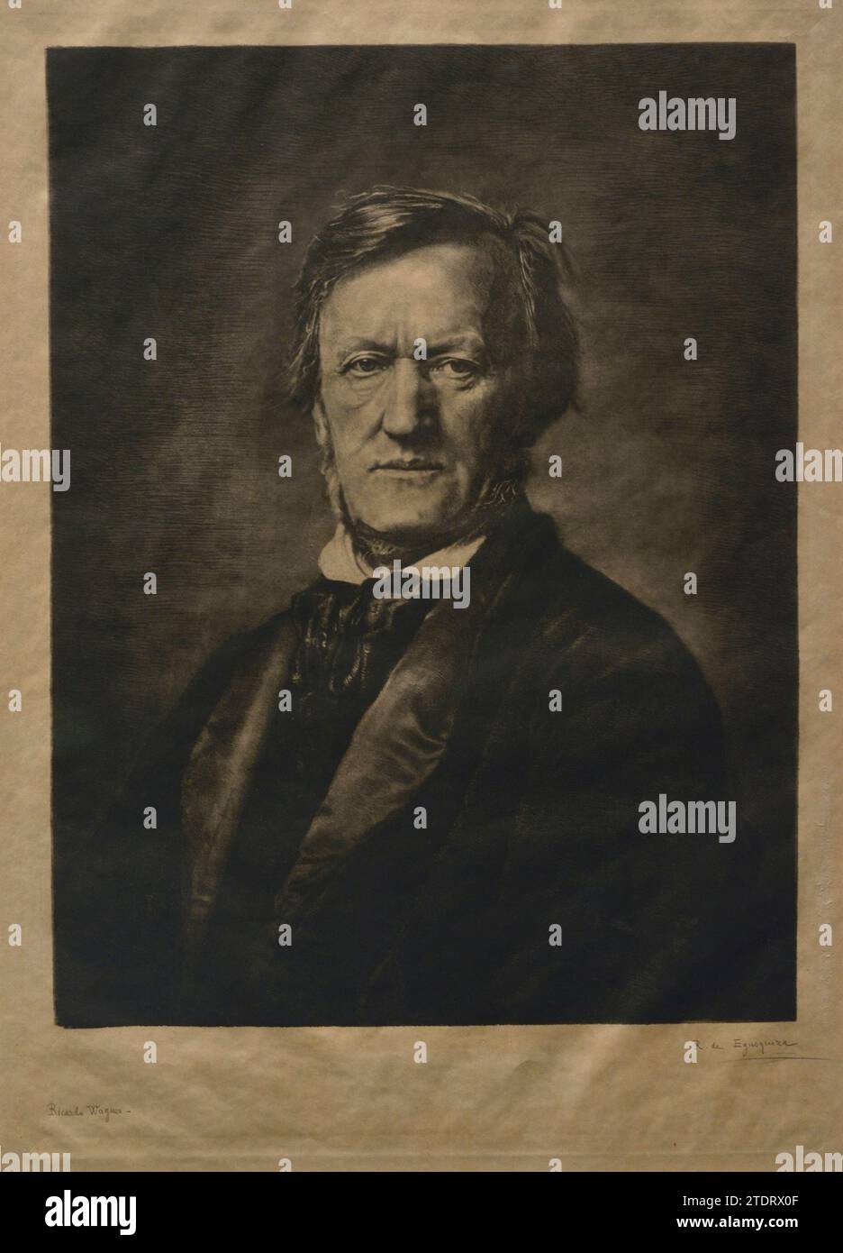 Richard Wagner (1813-1883). Compositore tedesco. Ritratto di Rogelio de Egusquiza (1845-1915), 1882. Incisione su carta, 550 x 385 mm. Museo del Prado. Madrid. Spagna. Foto Stock