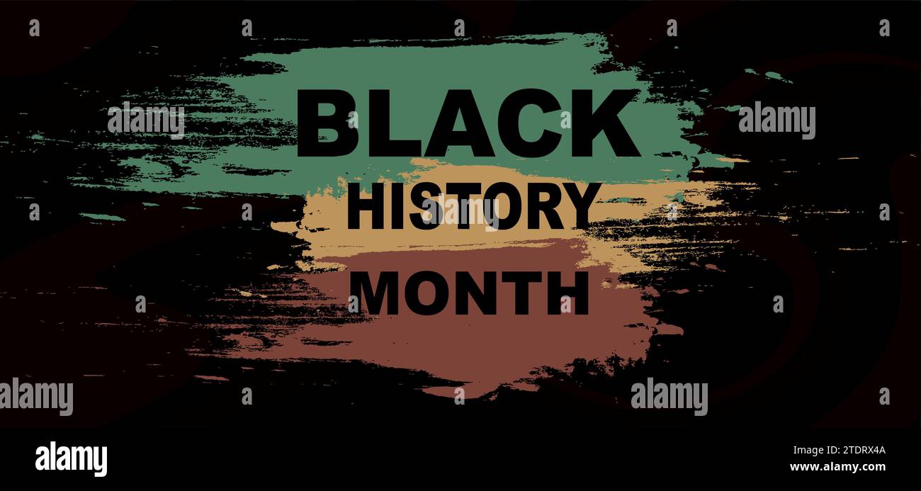 Black History Month, evento commemorativo. Sfondo astratto e artistico con tratti di pennello e colori terrosi. Uguaglianza razziale - giustizia Illustrazione Vettoriale