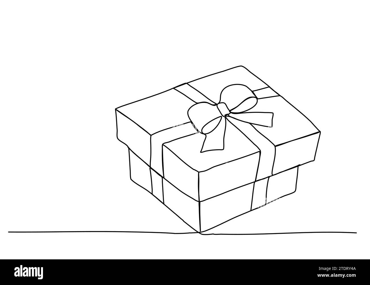 Confezione regalo, illustrazione vettoriale con disegno a una riga. Illustrazione Vettoriale