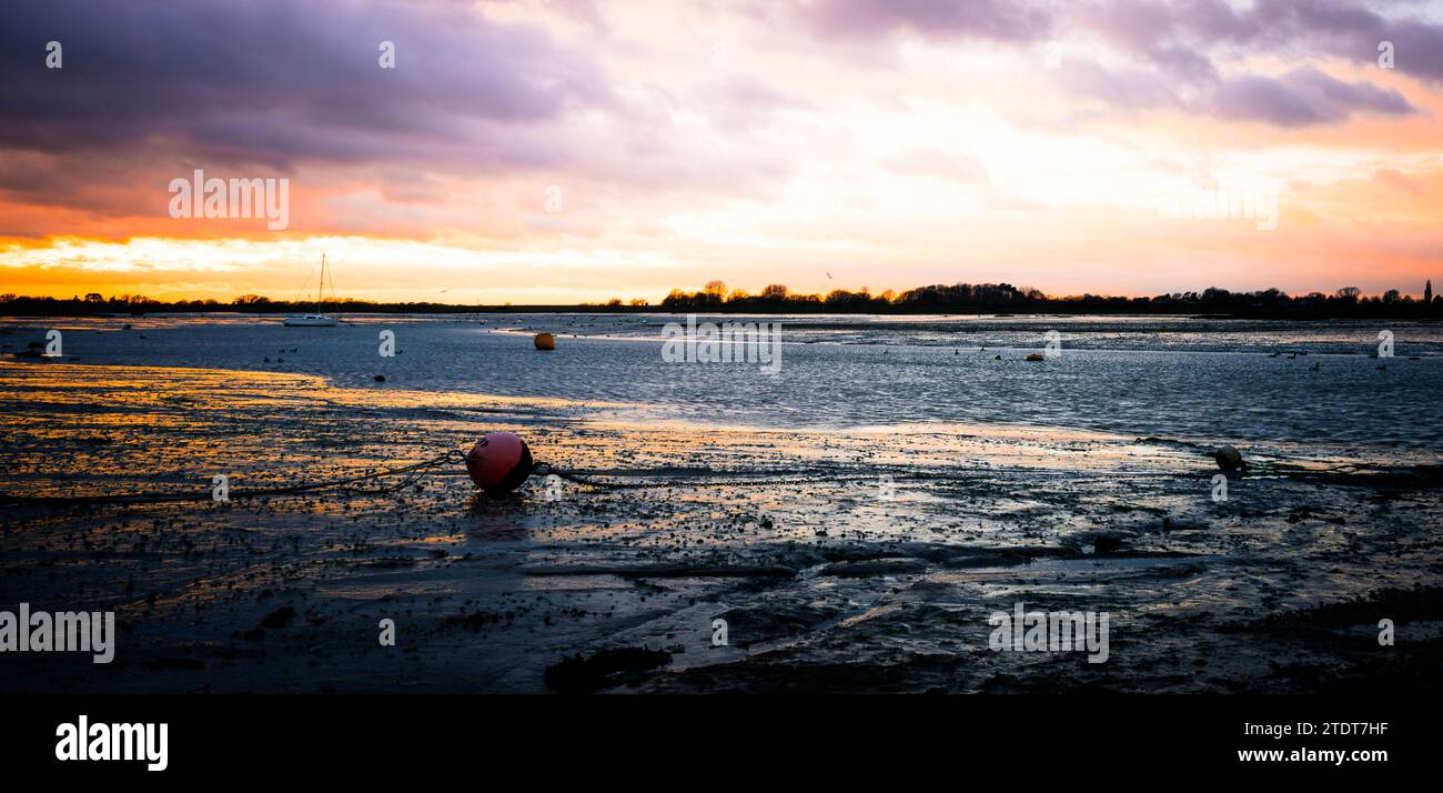 Golden Hour a Bosham Quay Foto Stock