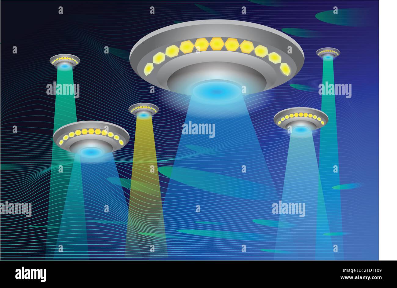 ILLUSTRAZIONE disco volante, astronave aliena Illustrazione Vettoriale