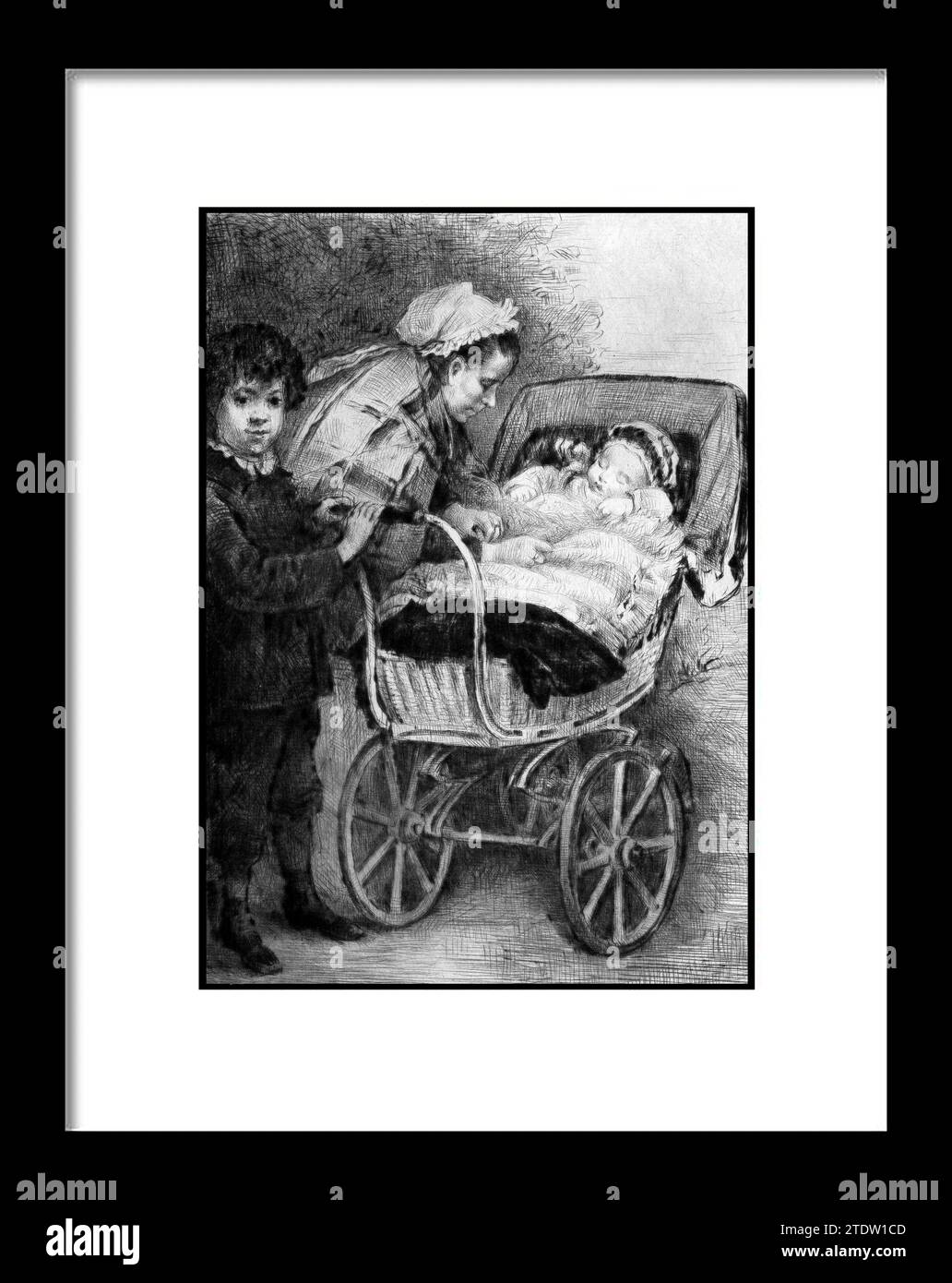 La Sortie de bebe. Marcellin Desboutin (francese, Cйrilly 1823-1902 Nizza) Data: 1878. Drypoint; secondo stato di due. Foglio: 18 11/16 Ч 13 7/8 poll. (47,4 Foto Stock