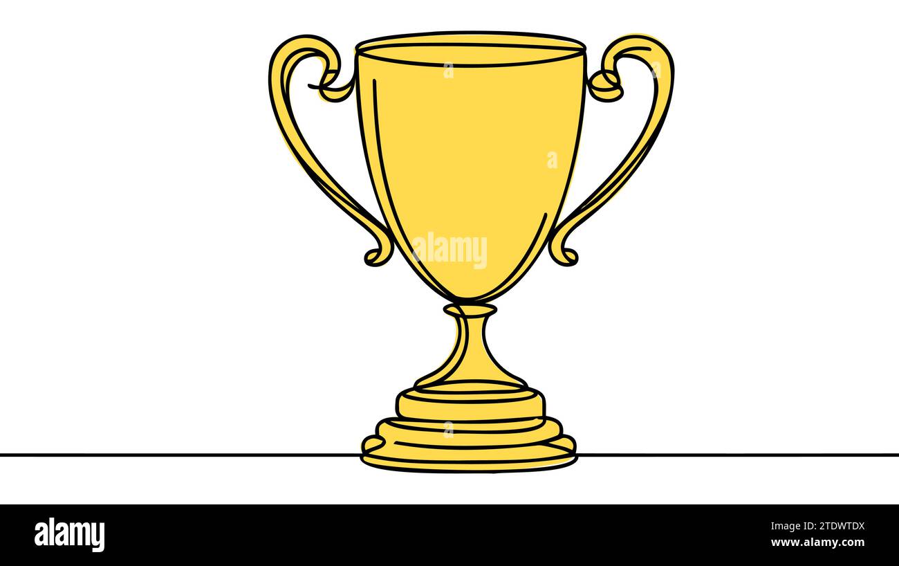 Disegno continuo a una linea della competizione di coppa dei trofei. Illustrazione vettoriale ART della linea della coppa dei trofei. Tratto modificabile. Illustrazione Vettoriale