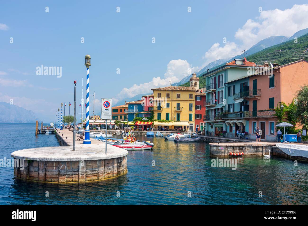 Brenzone sul Garda: Lago di Garda (Lago di Garda), frazione Castelletto, porto, barche a Verona, Veneto, Italia Foto Stock