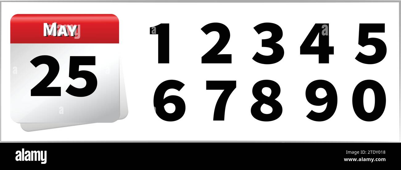 Il numero di calendario vettoriale può essere composto da tutti i numeri Illustrazione Vettoriale
