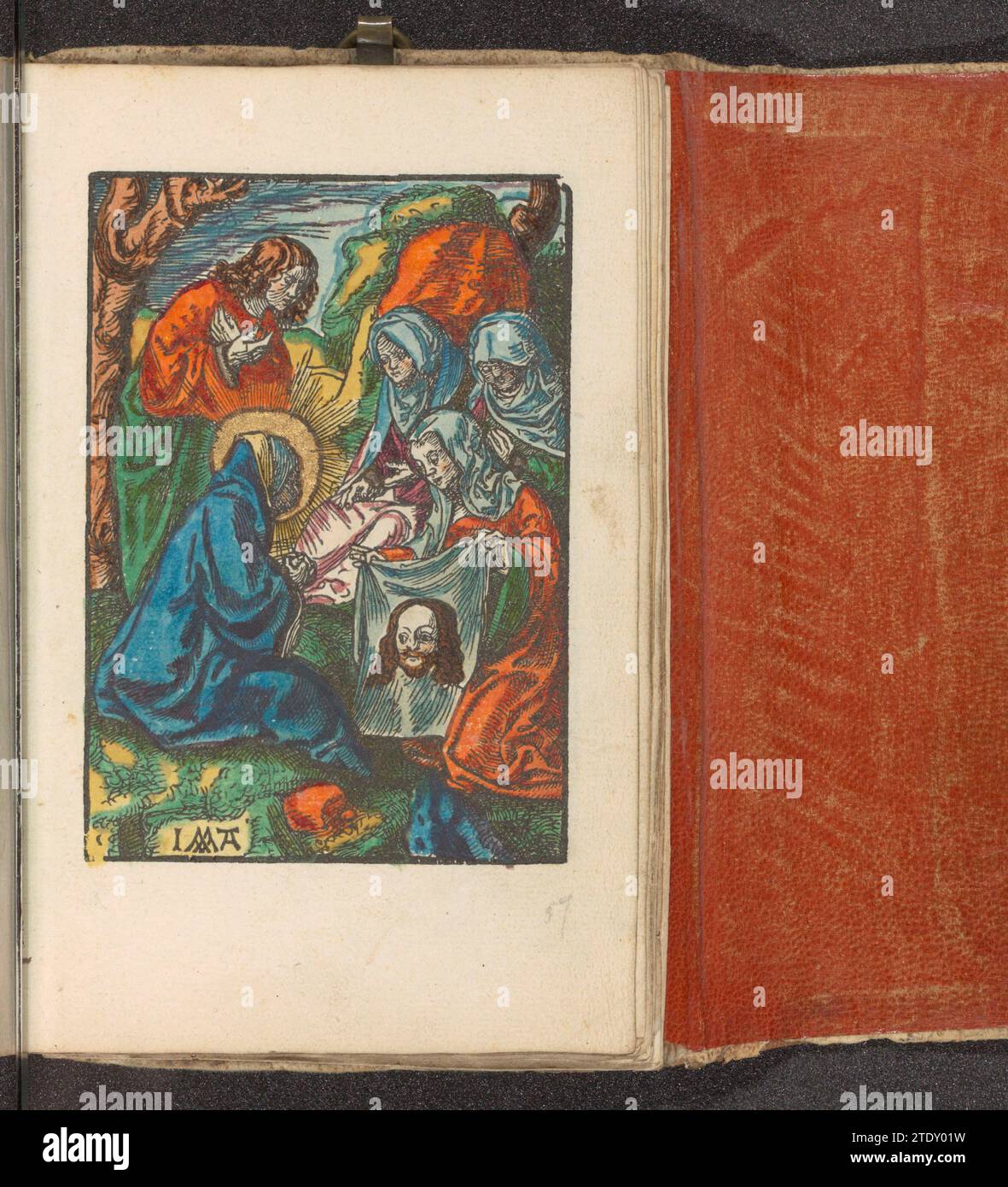 Veronica mostra il Sudarium a Maria e Johannes, c. 1530 Veronica mostra il Sudarium, il panno sudorifero con l'impronta del volto di Cristo, a Maria e Giovanni. La stampa fa parte di un libro. Il giornale di Amsterdam Veronica mostra il Sudarium, il panno sudore con l'impronta del volto di Cristo, a Maria e Giovanni. La stampa fa parte di un libro. Giornale di Amsterdam Foto Stock