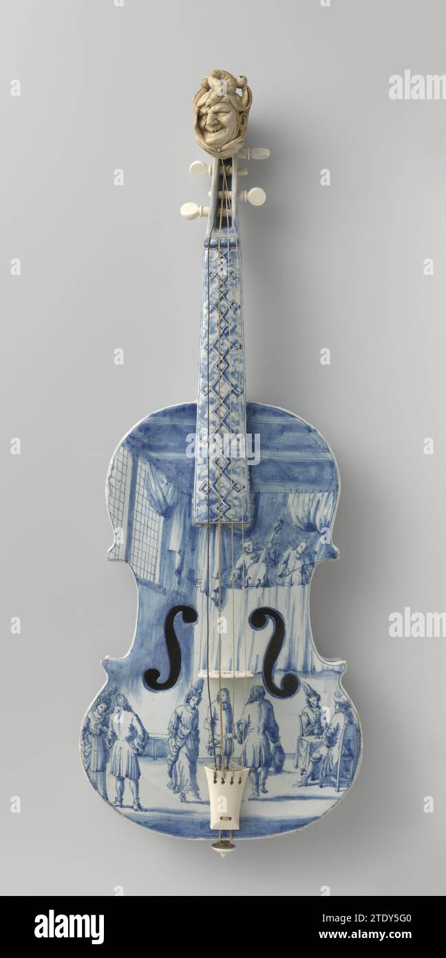 Violino, anonimo, c. 1705 - c. 1710 violino di fede con due scene con suonatori di violino. Delft. Violino della fede con due scene con suonatori di violino. Delft. Foto Stock