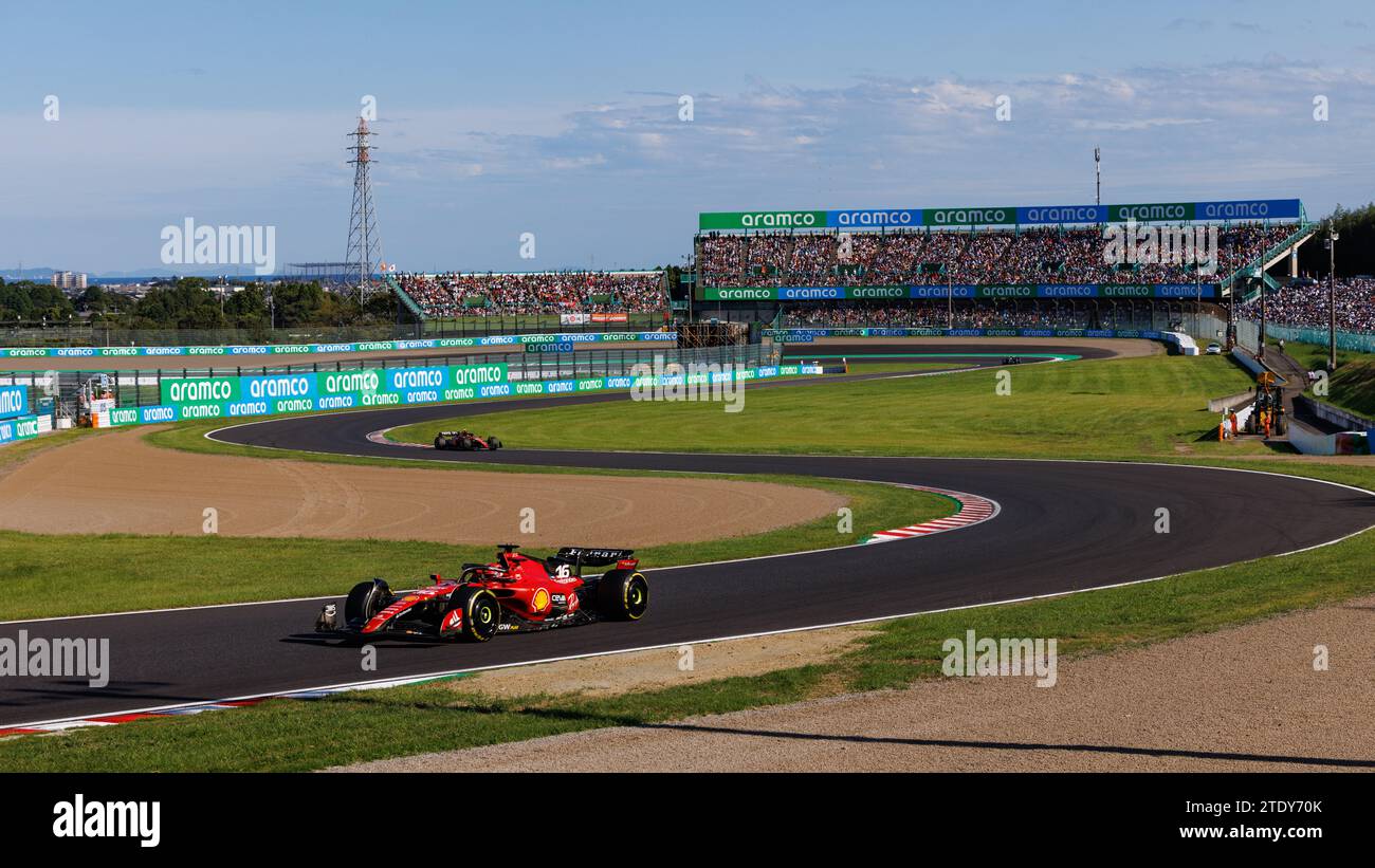 Suzuka Grand Prix Circuit, 20 dicembre 2023: Charles Leclerc (MCO) del team Ferrari durante il Gran Premio di Formula 1 del Giappone 2023. Foto Stock
