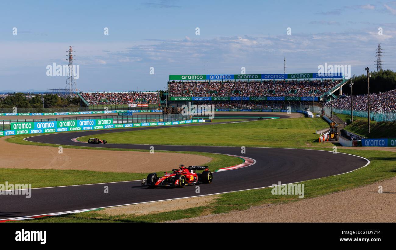 Suzuka Grand Prix Circuit, 20 dicembre 2023: Charles Leclerc (MCO) del team Ferrari durante il Gran Premio di Formula 1 del Giappone 2023. Foto Stock