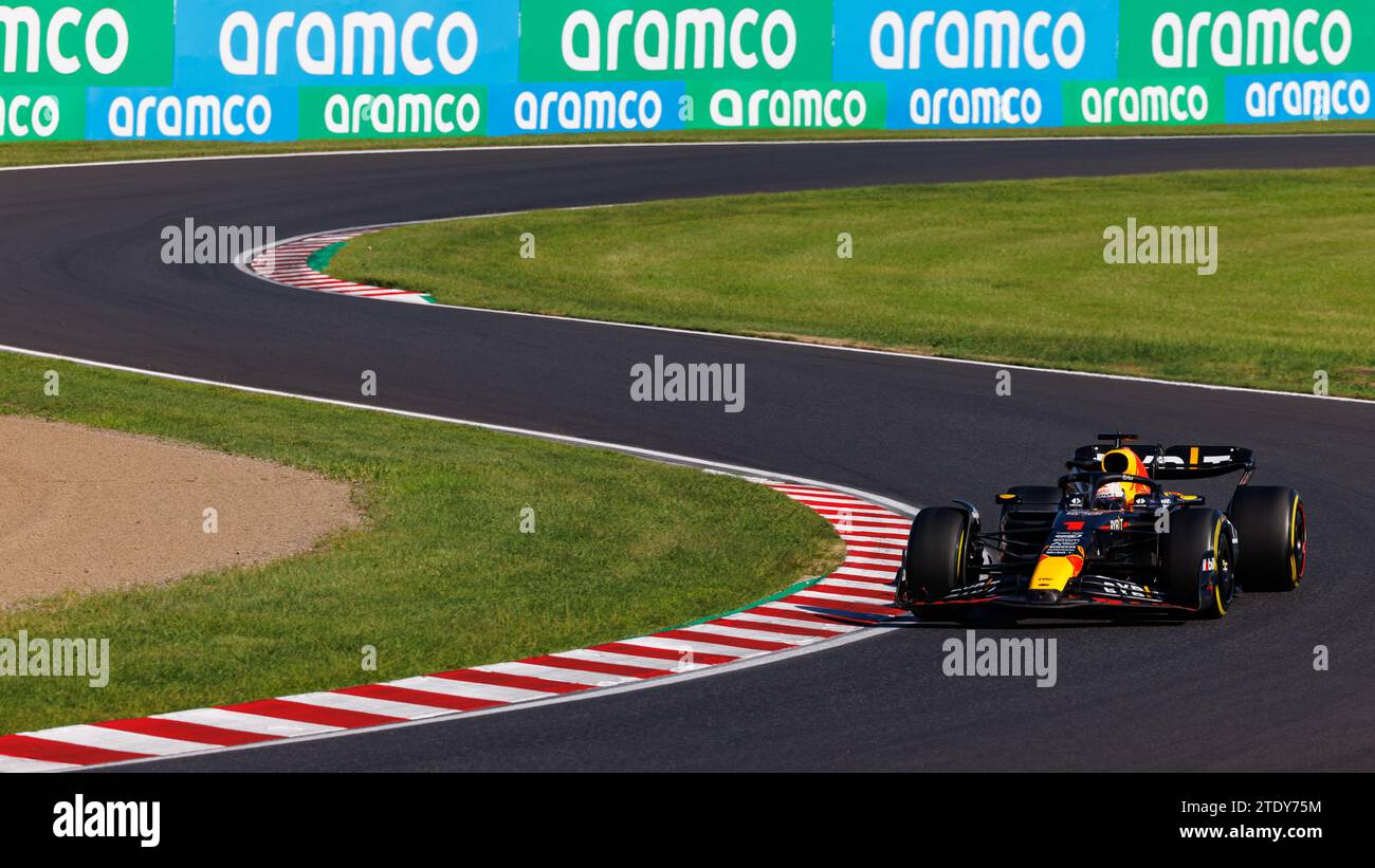 Suzuka Grand Prix Circuit, 20 dicembre 2023: Max Verstappen (NED) del team Red Bull durante il Gran Premio di Formula 1 del Giappone 2023. Foto Stock