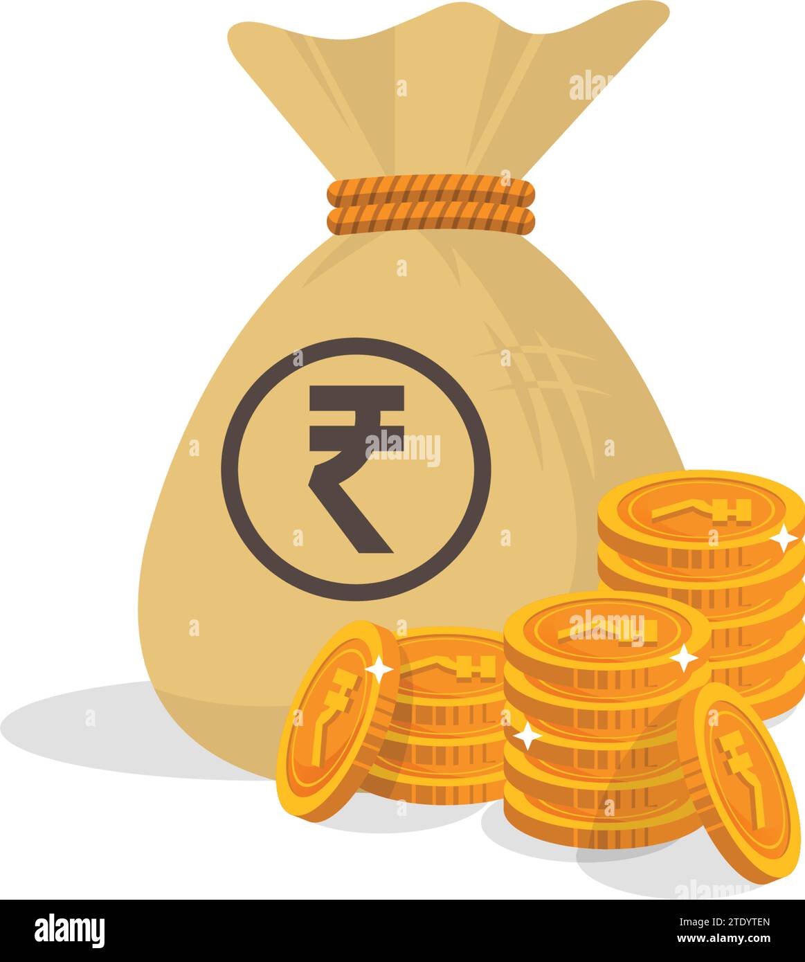 Icona Rupee simbolo della valuta indiana Coin Money Bank Vector Illustrazione Vettoriale