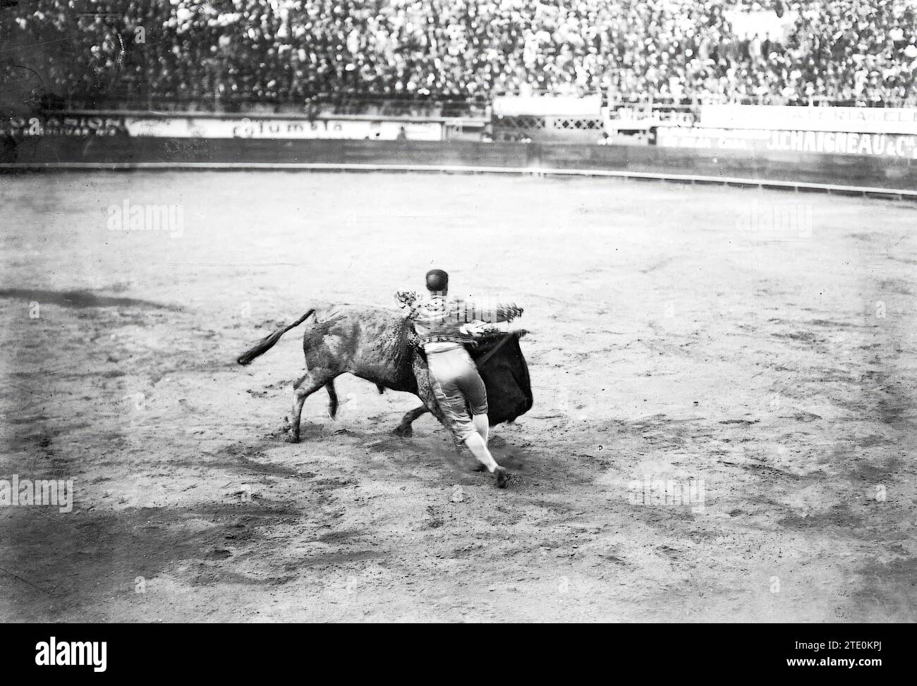 01/12/1913. Machaquito al momento di essere catturato quando entra per uccidere il suo secondo Toro nella corrida del suo beneficio in Messico. Foto: Almagro. Crediti: Album / Archivo ABC / ALMAGRO Foto Stock