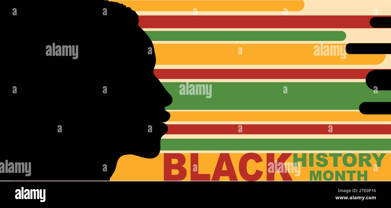 Evento del mese della cronologia nera. Profilo nero testa silhouette viso uomo africano o afro-americano. Gruppo etnico africano. Uguaglianza razziale - giustizia. Uguale Illustrazione Vettoriale