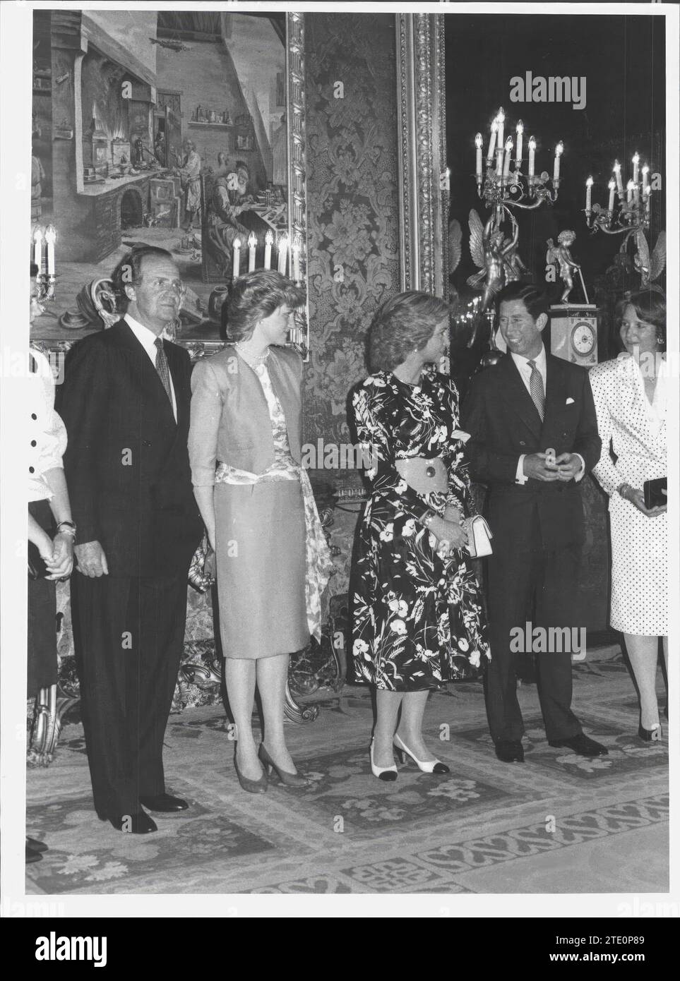 04/21/1987. I principi di Galles nel Palazzo reale, dove le loro Maestà i Re li regalarono con un pranzo. Crediti: Album / Archivo ABC Foto Stock