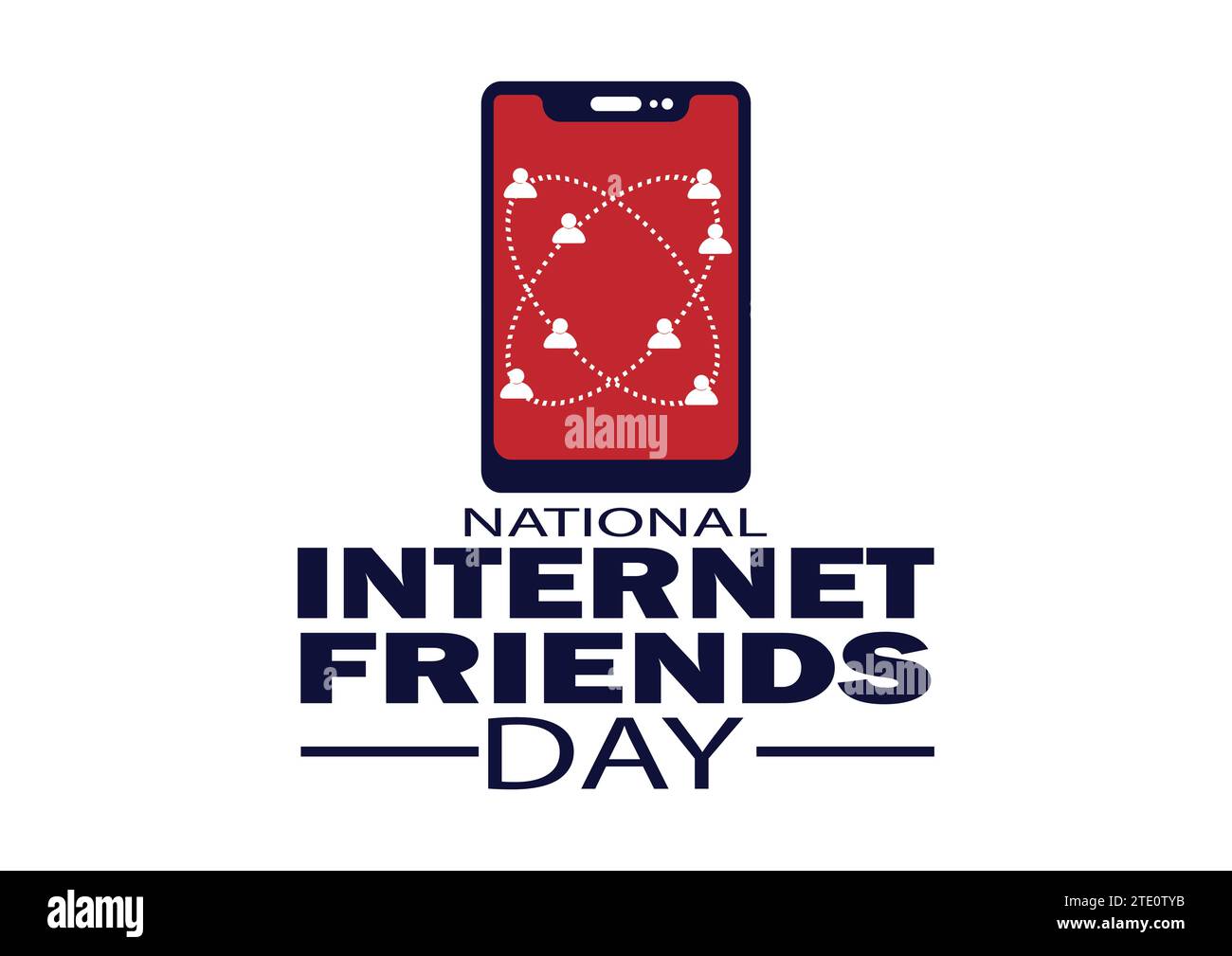 Giornata nazionale degli amici di Internet. Concetto di vacanza. Modello per sfondo, banner, scheda, poster con iscrizione di testo. Illustrazione vettoriale Illustrazione Vettoriale