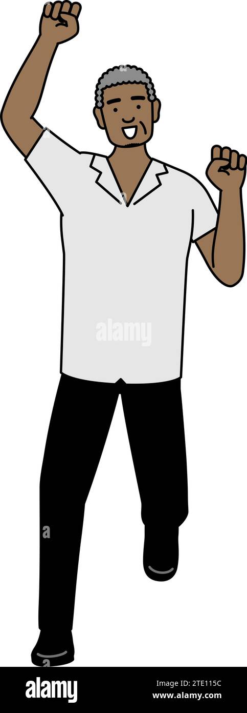 Anziano africano sorridente e salta, Vector Illustration Illustrazione Vettoriale