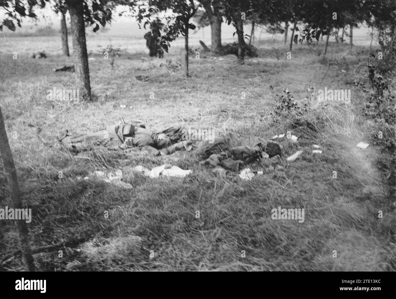 08/31/1914. Sul campo di battaglia. Cadaveri di soldati tedeschi trovati in uno dei punti della linea estesa su cui fu combattuta la battaglia della Marna. Crediti: Album / Archivo ABC / M. Branger Foto Stock