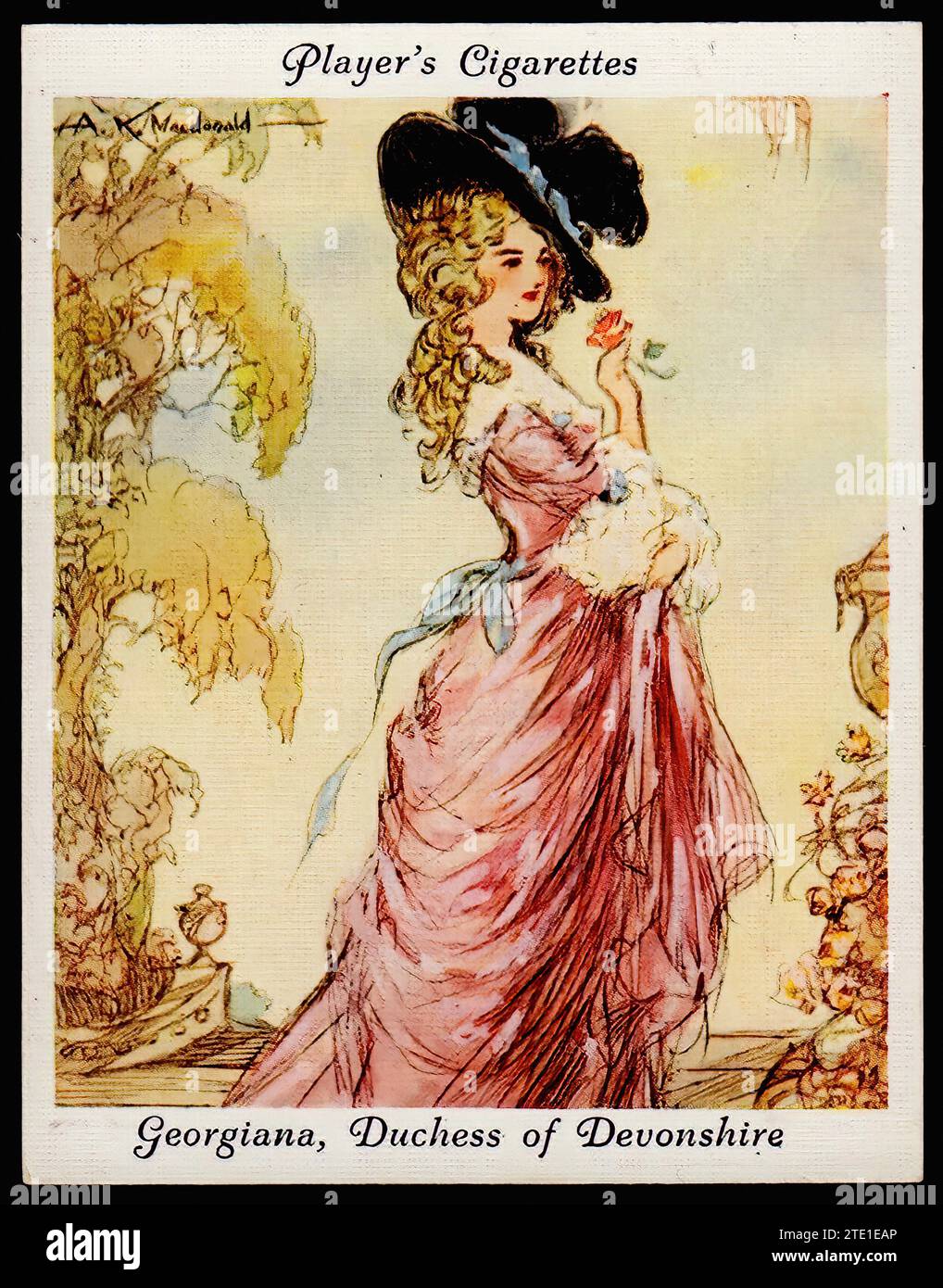 Georgiana Cavendish, Duchessa del Devonshire - illustrazione di carte di sigaretta d'epoca Foto Stock