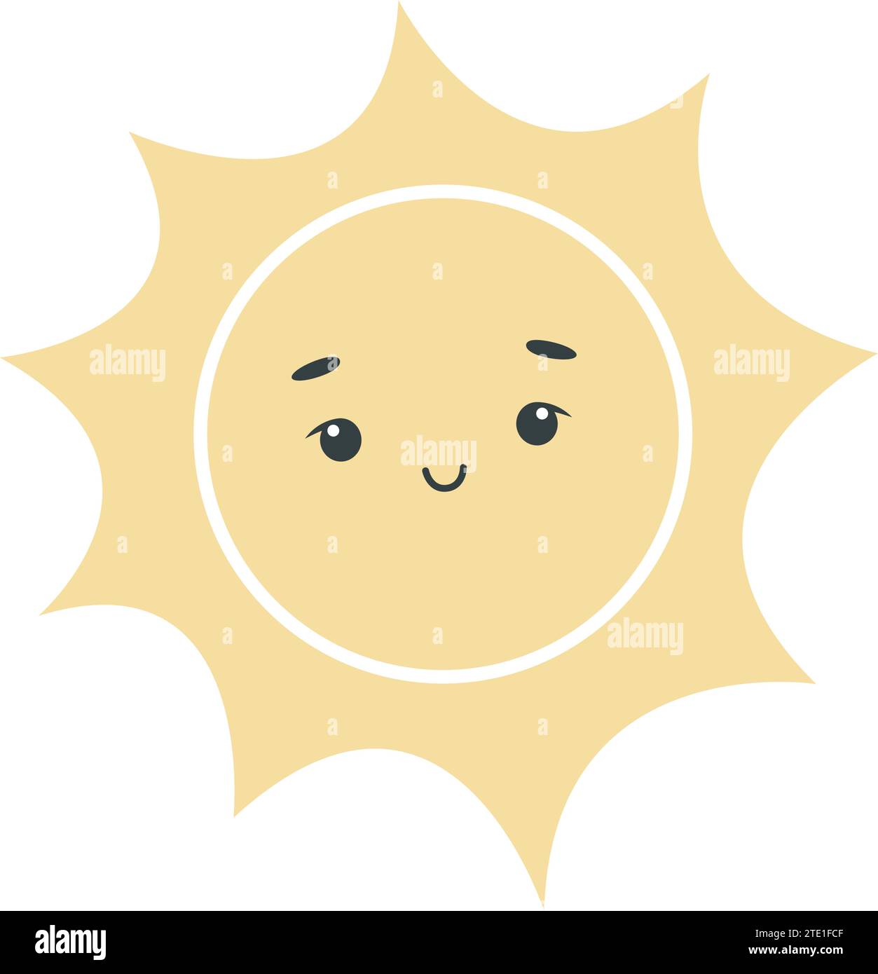 Clip disegnata a mano Kawaii Sun. Simpatico personaggio ragazzo. Sole accogliente, illustrazione vettoriale isolata Illustrazione Vettoriale