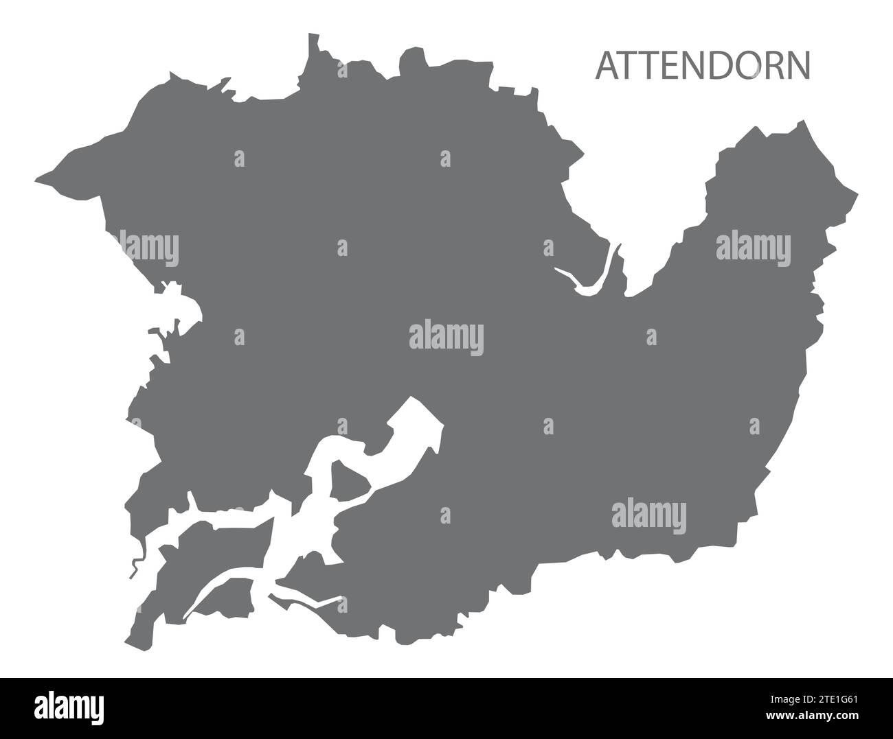 Attendorn mappa della città tedesca illustrazione grigia sagoma della silhouette Illustrazione Vettoriale