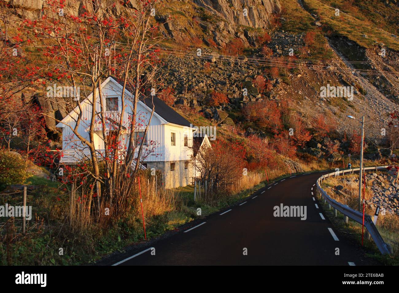 Bella giornata autunnale sull'isola di Lofoten, Norvegia. Foto Stock