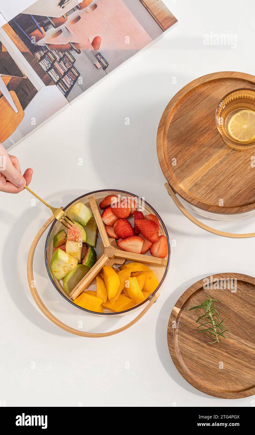 Immagini della preparazione della pausa tè, preparazione del teabreak, cibo teabreak sul tavolo Foto Stock