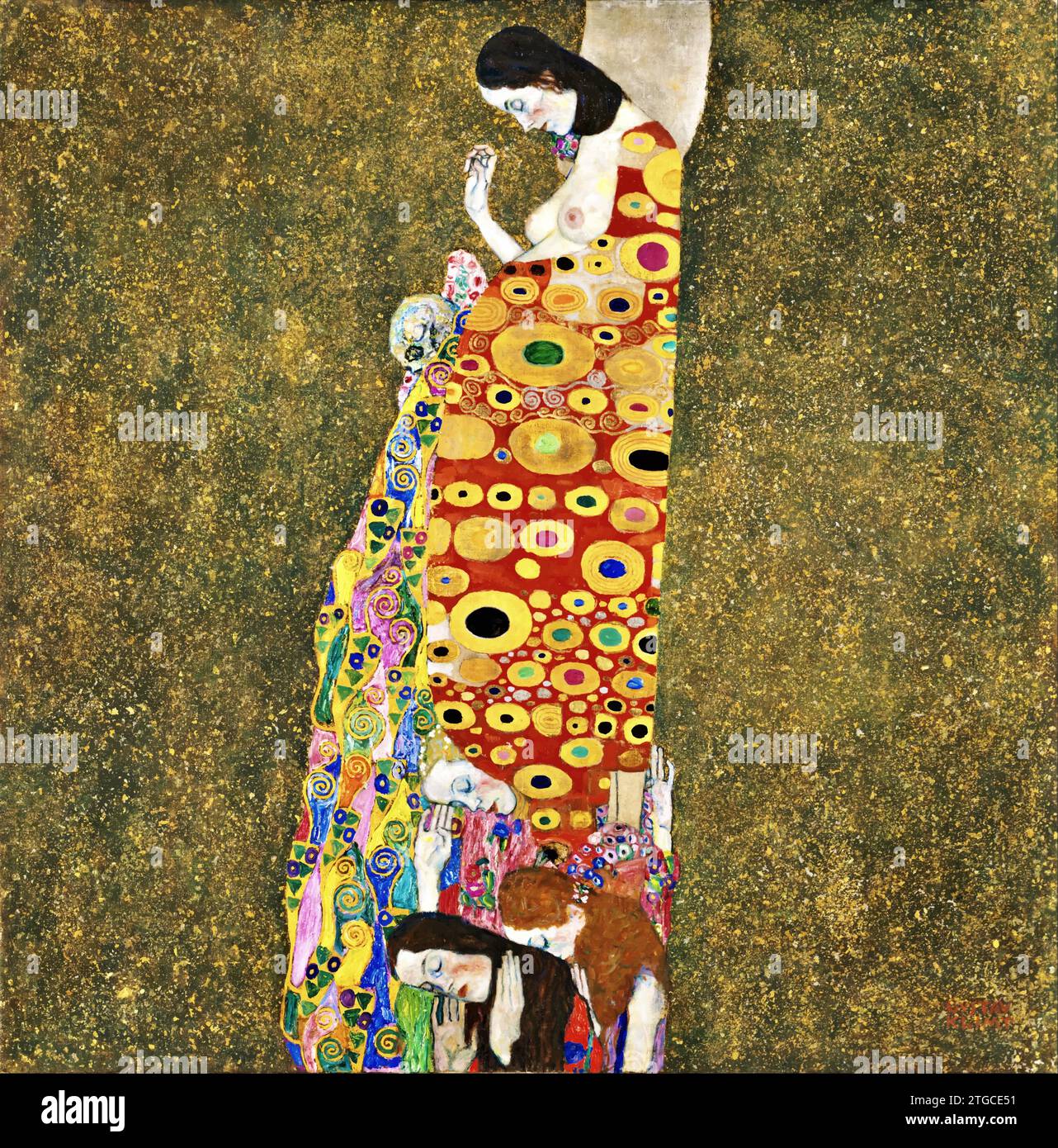 Die Hoffnung II (Hope II) 1907-08 (pittura a olio e oro su tela) dell'artista Klimt, Gustav (1862-1918) / austriaco. Illustrazione Vettoriale