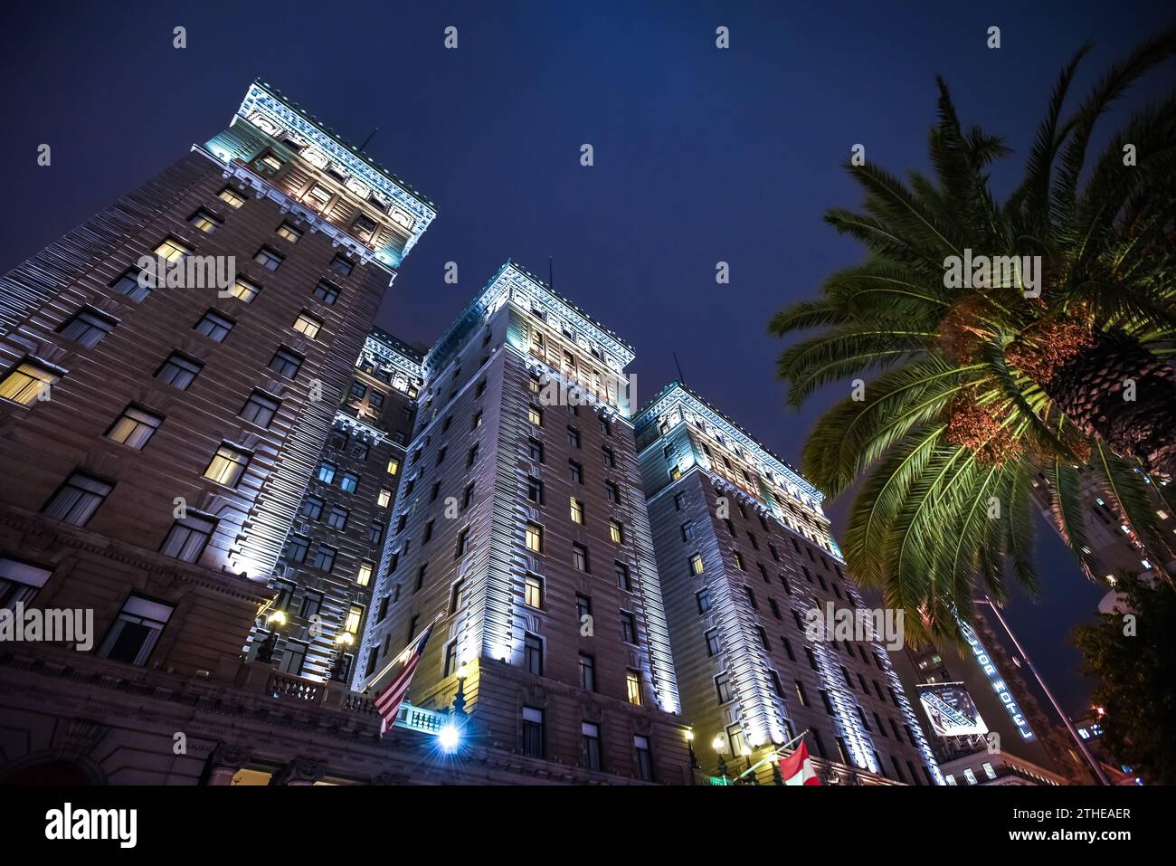 Il Westin St Francis Hotel in Union Square di notte - San Francisco, California Foto Stock
