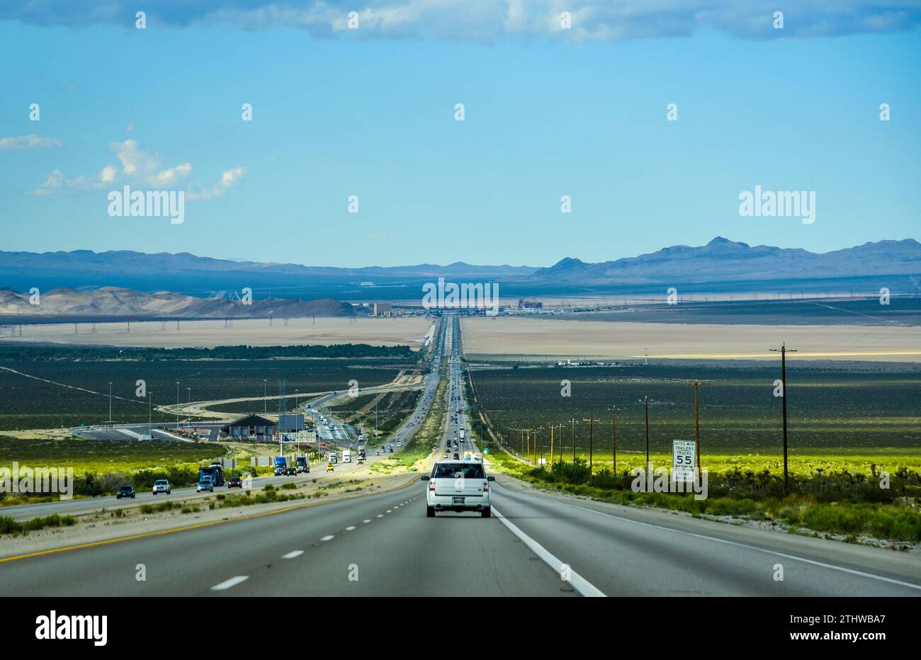 Guida per Las Vegas sull'Interstate 15 - California, USA Foto Stock