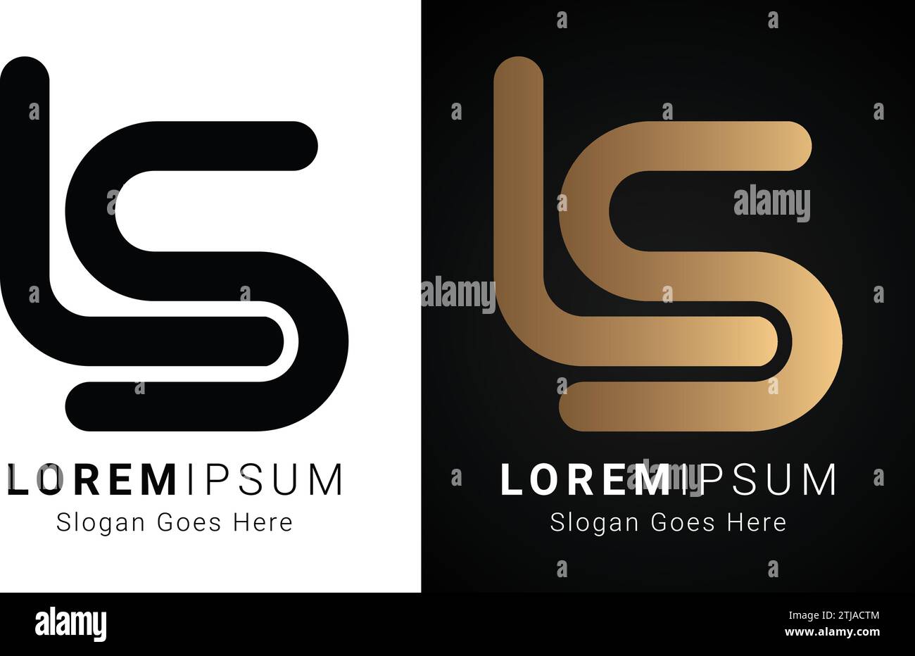 Design del logo con lettera di testo monogramma LS o SL iniziale di lusso Illustrazione Vettoriale