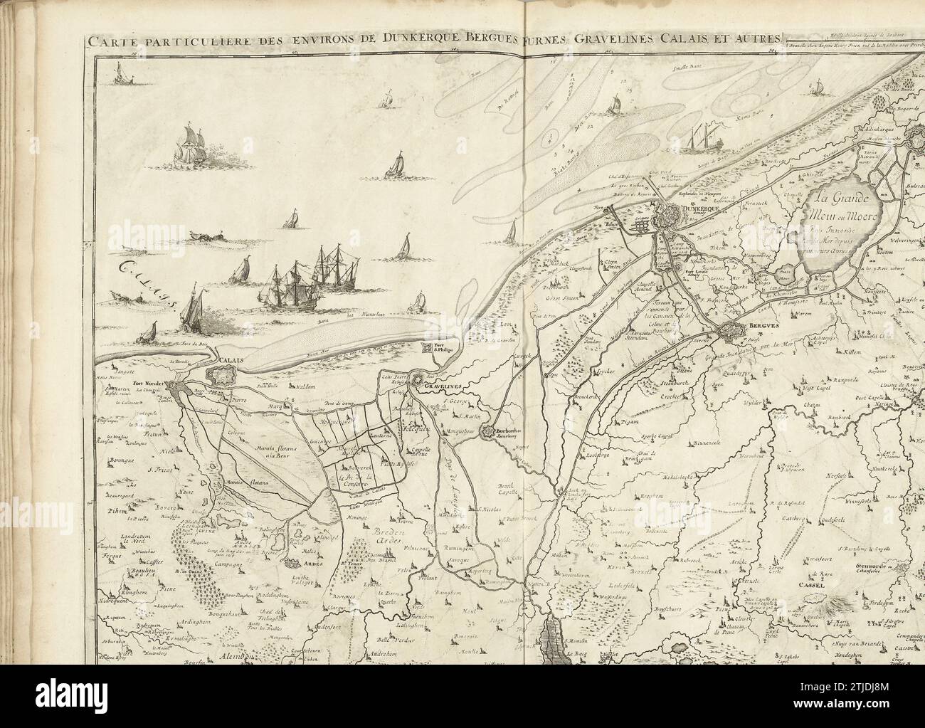 Mappa della costa francese settentrionale, 1707, 1707 Mappa della costa francese settentrionale tra Dunkerque e Calais, 1707. Parte di una raccolta completa di piani di battaglie e città rinomate nella Guerra di successione spagnola. Questo album è uno dei primi 24 piatti che insieme formano una mappa molto grande dei Paesi Bassi meridionali. Carta di Bruxelles incisione/incisione Francia settentrionale Mappa della costa francese settentrionale tra Dunkerque e Calais, 1707. Parte di una raccolta completa di piani di battaglie e città rinomate nella Guerra di successione spagnola. Questo album è uno dei primi 24 piatti che insieme Foto Stock