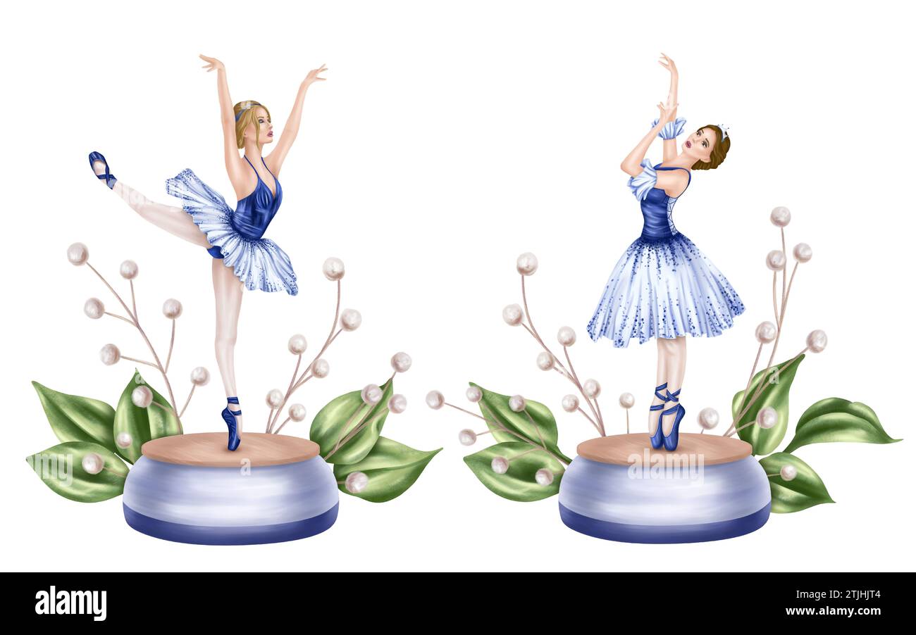 Un carillon con una ballerina danzante in tutu e scarpe pointe. Una scatola per giochi per bambini, gioielli. Artisti del teatro e del ballo Foto Stock