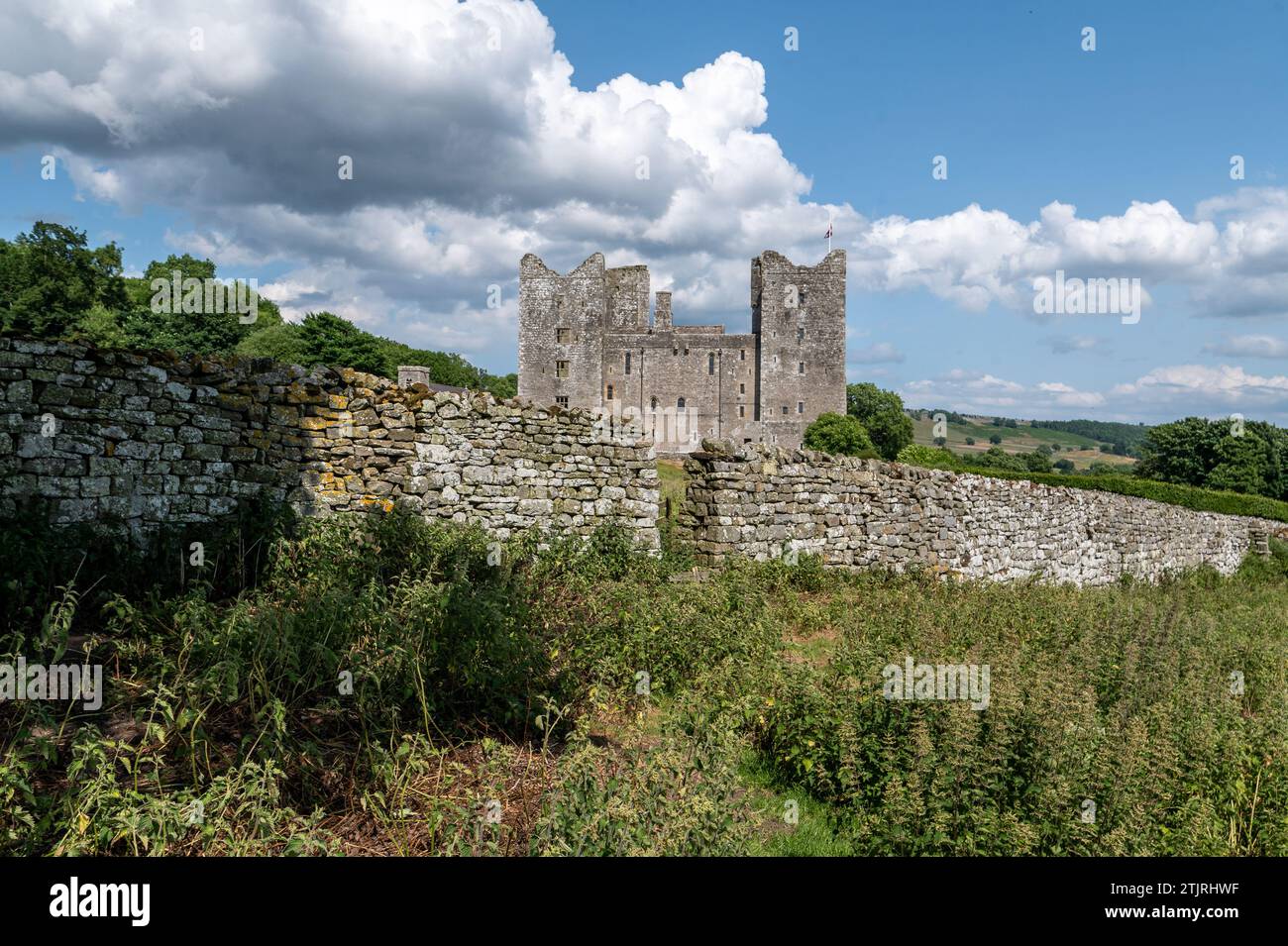 Vista sul castello di Bolton in Inghilterra Foto Stock