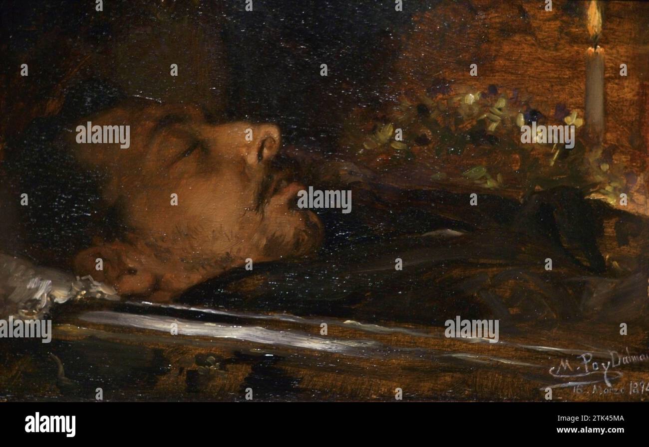 Joaquín Araujo Ruano (1874-1909). Pittore spagnolo. Ritratto mortuario del pittore Joaquín Araujo, 1894, di Manuel Poy Dalmau (1874-1909). Olio sul pannello, 15 x 25 cm. Museo del Prado. Madrid. Spagna. Foto Stock