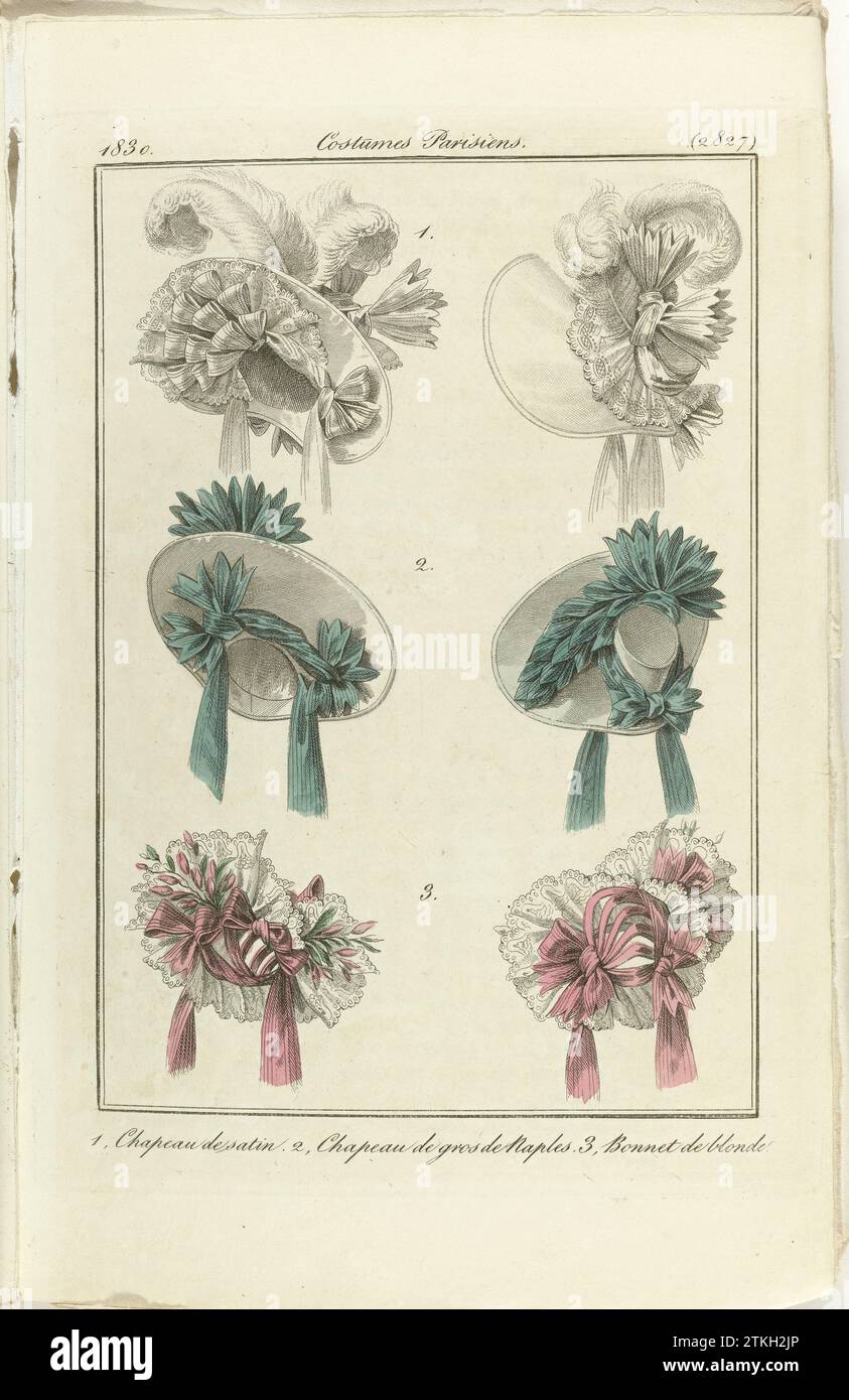 Journal des Dames et des Modes 1830, Parisian Costumes (2827), 1830 paper etching paper etching Foto Stock