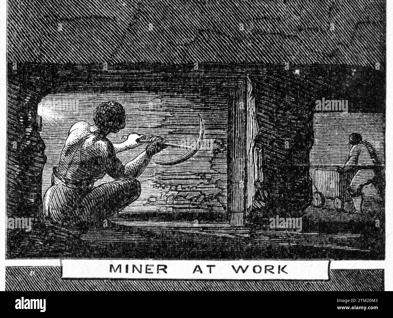 Incisione di un minatore che lavora in una miniera di carbone, dal mondo sotterraneo, circa 1878 Foto Stock