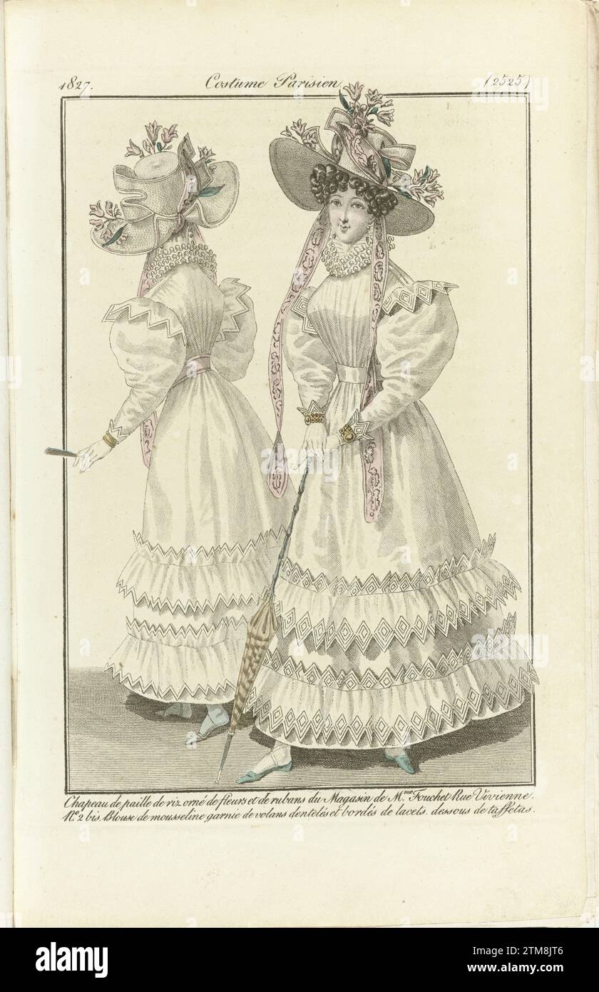 Journal of the Ladies and Modes 1827, Parisian costume (2525), 1827 paper etching paper etching Foto Stock