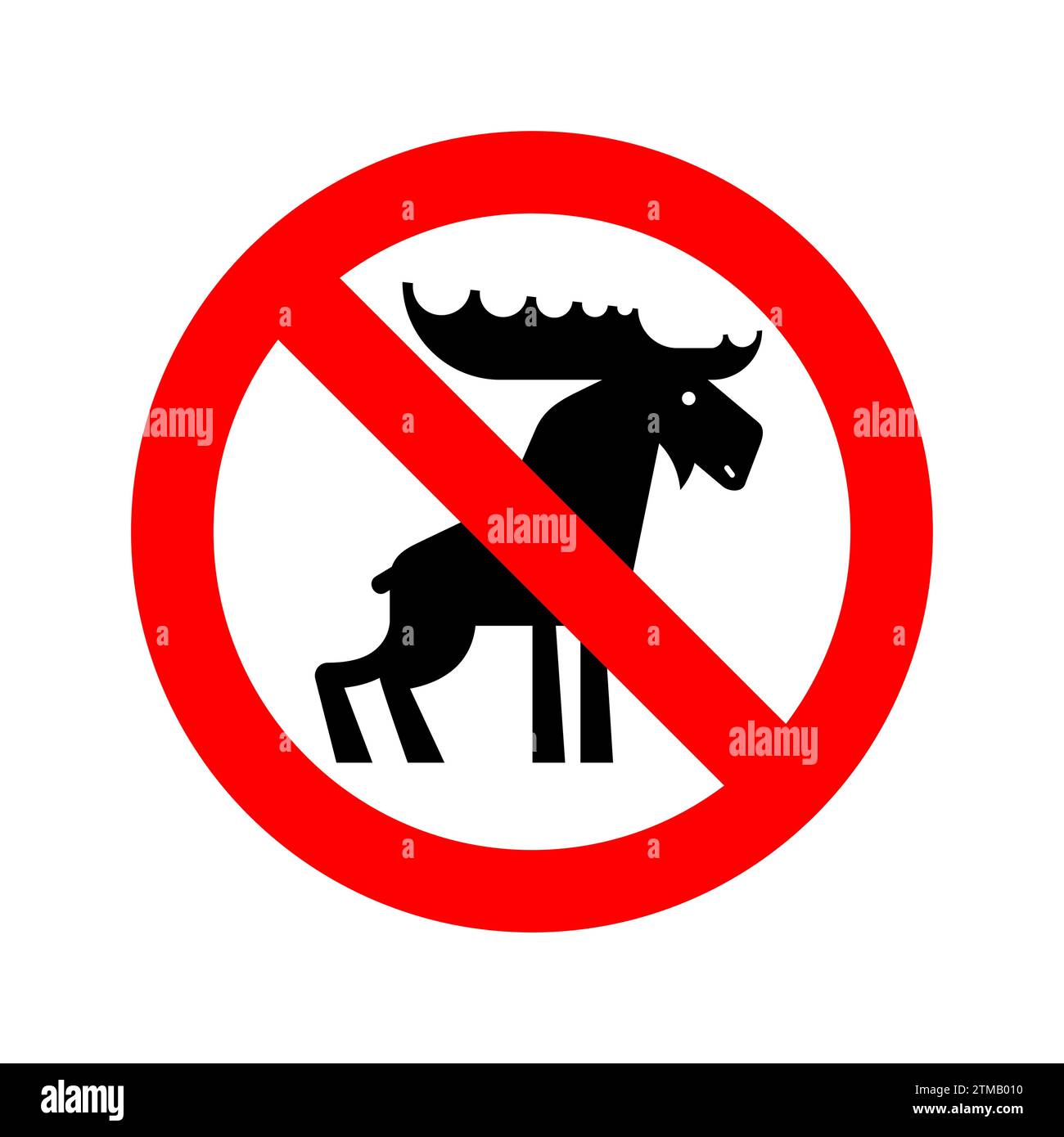 Ferma Elk. Ban Deer. Cartello rosso di divieto Illustrazione Vettoriale