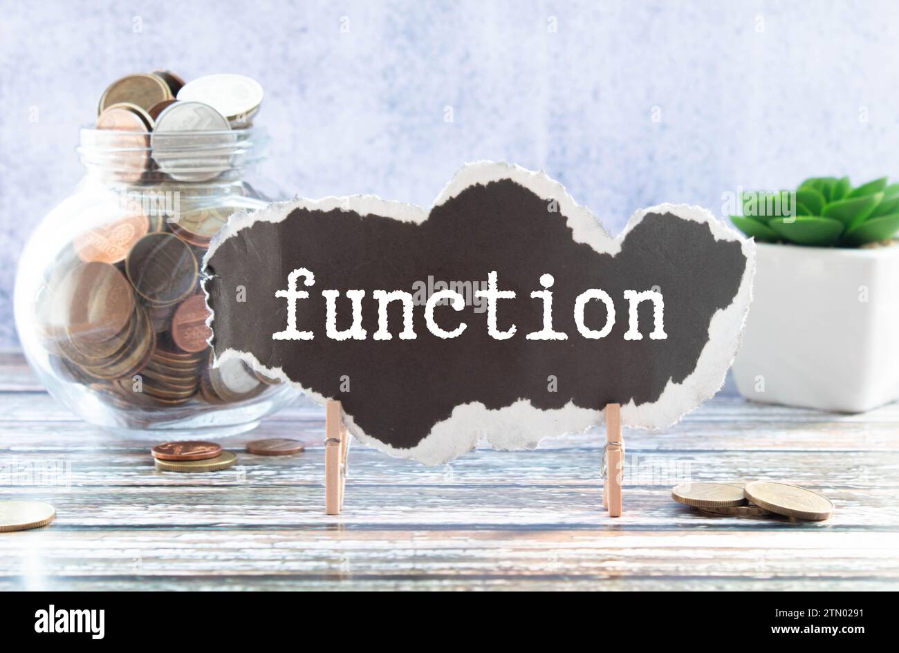 Funzione lettera di colore nero in Word su sfondo bianco in feltro Foto Stock