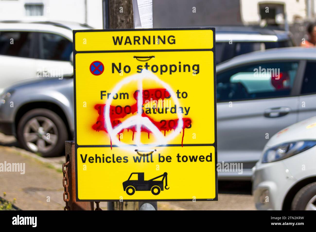 Dare alla pace una possibilità protesta contro la giornata delle forze armate Falmouth 2023 Foto Stock